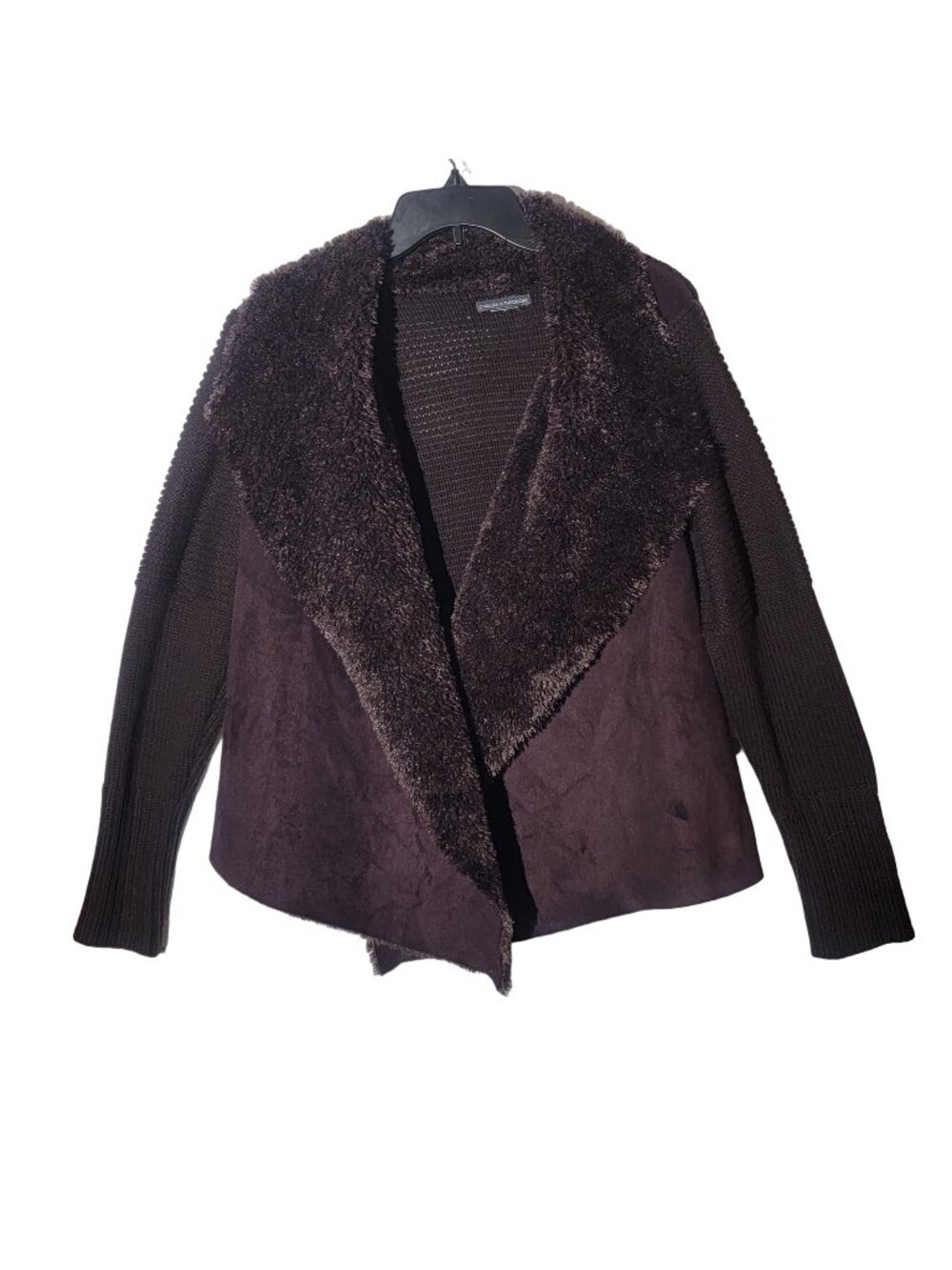 ✨Size M Women's Faux Fur Sweater CHELSEA & THEODORE Brown Shirt cardigan coat✨